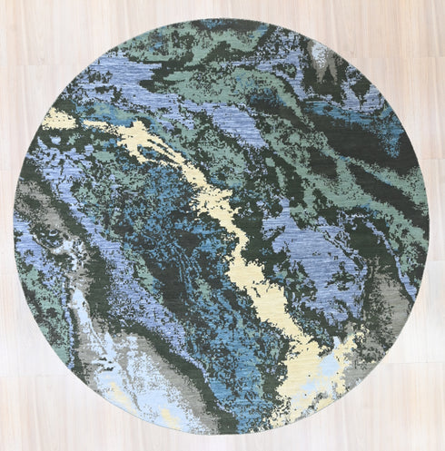8 X 8 Ft. Handmade Multi Color Round Rug Abstract Design Wool Area Rug