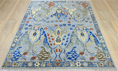 8 X 10 Feet Wool Area Rug, Hand Knot Oushak Rug, Indoor Floor Covering Rug, Contemporary Rug, Indian Handmade Carpet Home Decor
